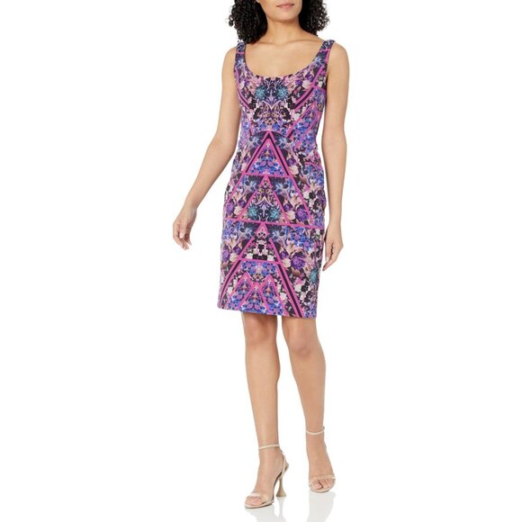 Lands End 100% Linen Apron Dress Pockets 14 Multicolor Paisley Floral Office Chu - Picture 1 of 11